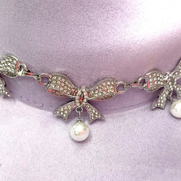 Lavender Purple Pave Ribbon Rhinestone Bow Pearl Charm Western Cowgirl  Hat main image 5